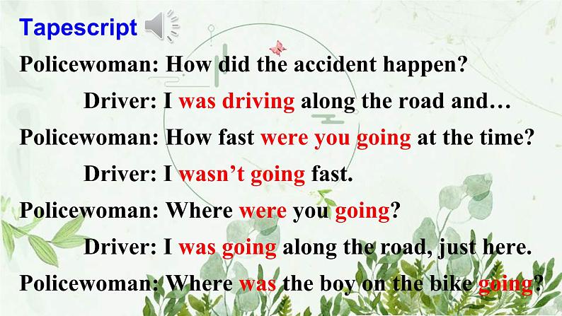 初中英语 外研（新标准）版 八年级上册Module 8 Accidents Unit1 While the lights were changing to red, a car suddenly appeared同步教案 课件 练习07