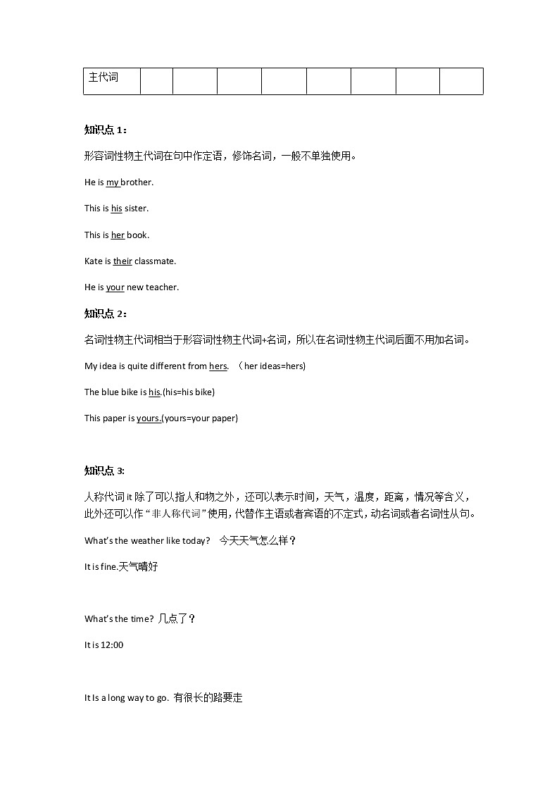 中考一轮复习--人称代词学案03