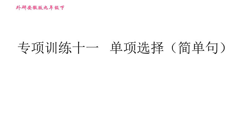 外研版九年级下册英语课件 中考专项训练 专项训练十一 单项选择（简单句）01