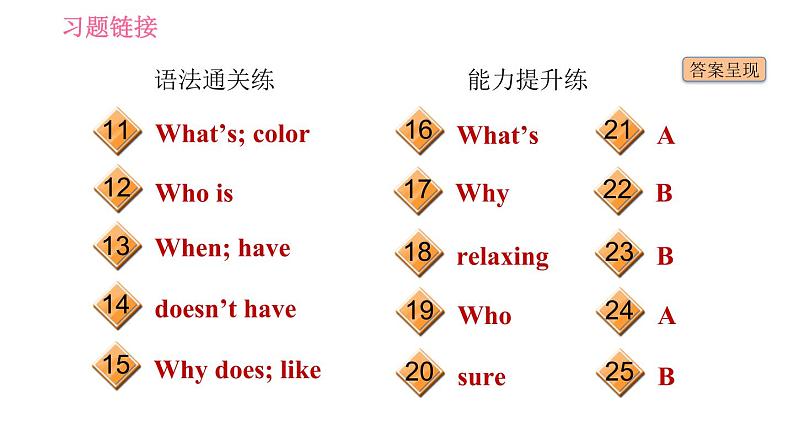 人教版七年级上册英语习题课件 Unit9 课时2 Section A (Grammar Focus－3c)第3页