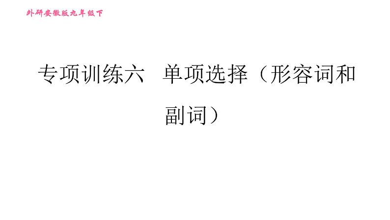 外研版九年级下册英语课件 中考专项训练 专项训练六 单项选择（形容词和副词）第1页