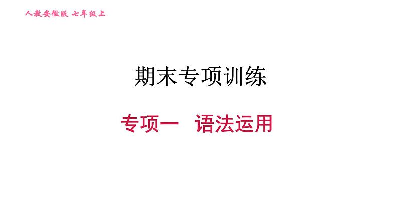 人教版七年级上册英语习题课件 期末专项训练 专项一 语法运用第1页