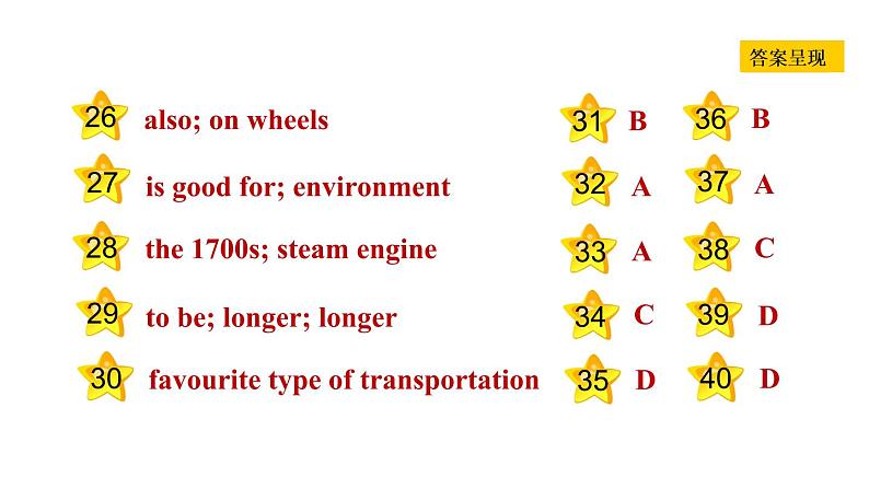 冀教版八年级上册英语习题课件 Unit6 Lesson 33　Life on Wheels04