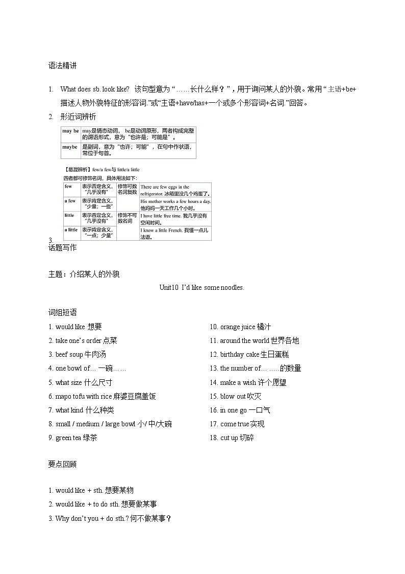 复习人教版Unit 9-10-2020-2021学年七年级下册英语暑假巩固提升复习+预习（人教版）第2页