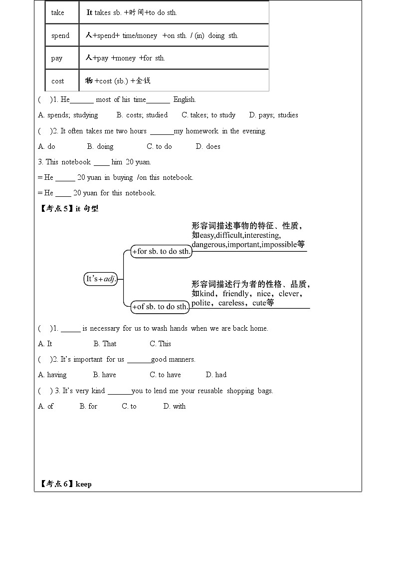 2021人教版初中英语七年级下册期中复习Unit1-Unit6：考点总结复习+专题训练（无答案）第2页