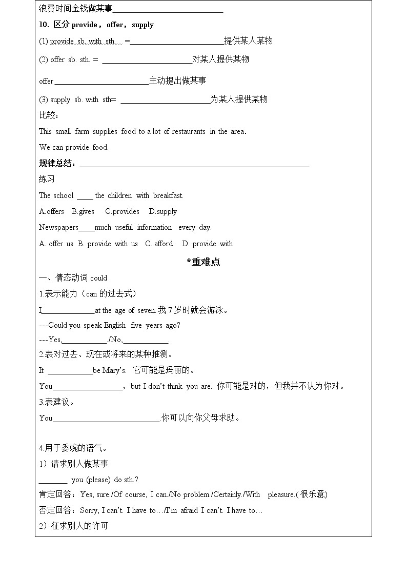 2021人教版初中英语八年级下册Unit3单元综合复习+专题训练（无答案）第3页