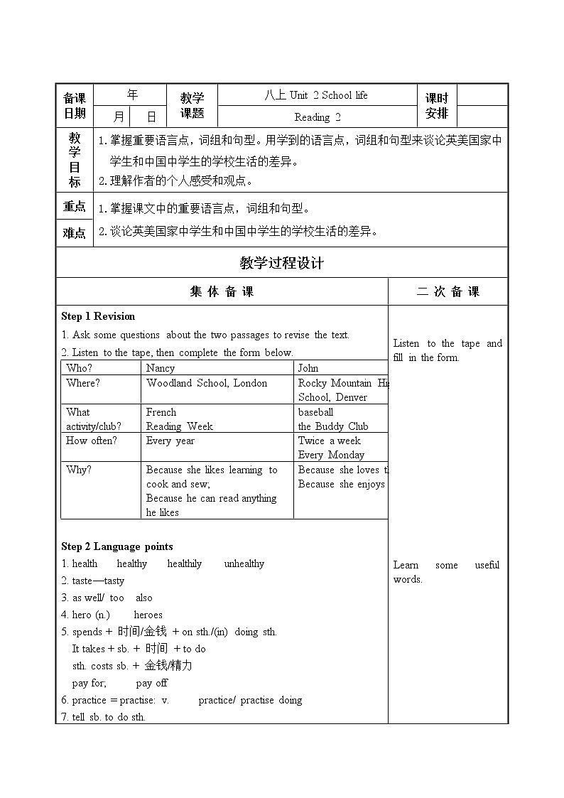 牛津译林版8A unit2 reading2教案+课件+课时练+音频01