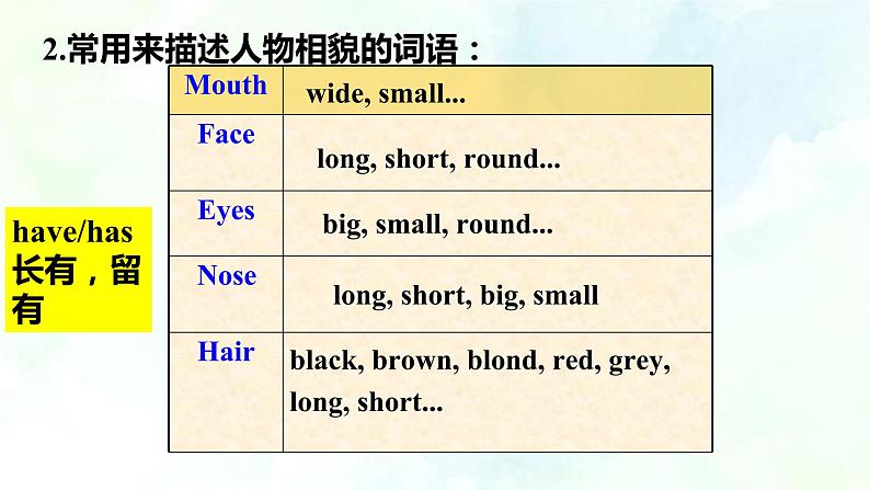 Unit2 Looking different Topic2 What does she look like SectionD第8页