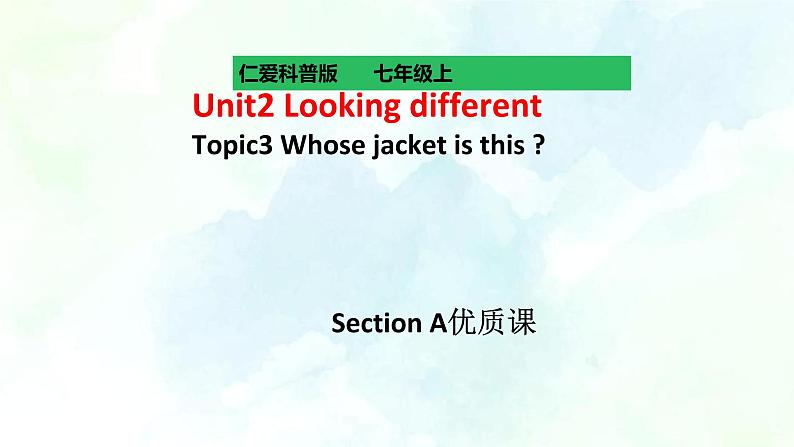 Unit 2 Topic3 Section A (课件+练习+音视频)01