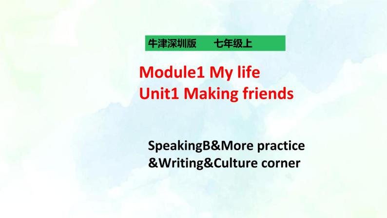 Unit 1 Making friends More practice& &Writing&Culture corner （课件+练习+素材）01