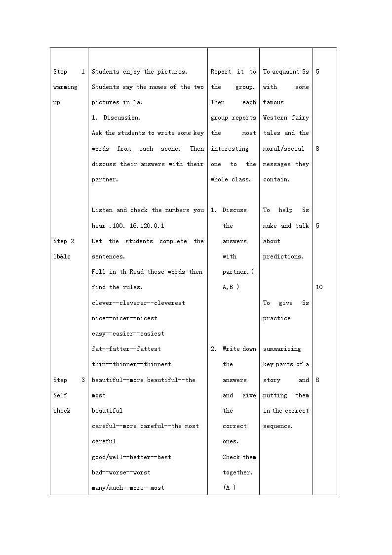 Unit 7 What’s the highest mountain in the world?(5课时表格式教案)02