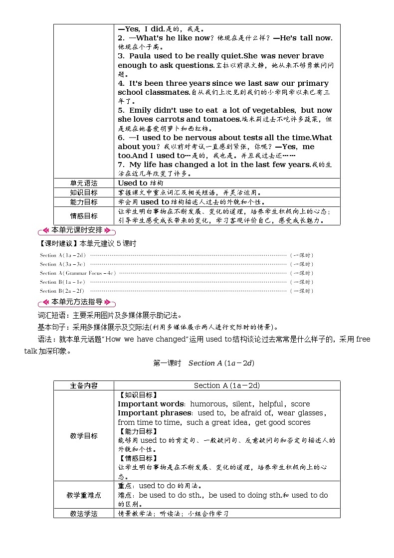 Unit 4　I used to be afraid of the dark全单元教案（表格式5课时）02