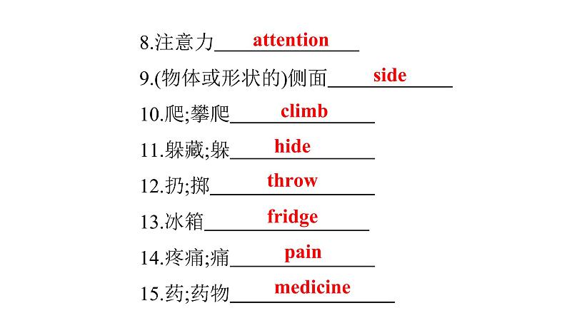 广东中考高分突破英语课件（外研版）教材梳理默写本-外研版第七节　八年级(上)Module 7~Module 9第7页