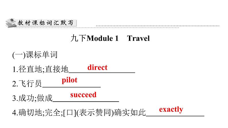 广东中考高分突破英语课件（外研版）教材梳理默写本-外研版第十九节　九年级(下)Module 1~Module 2第3页