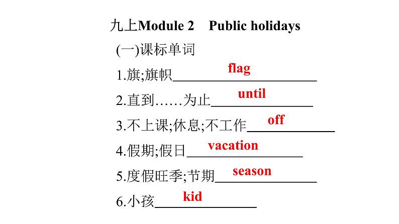 广东中考高分突破英语课件（外研版）教材梳理默写本-外研版第十四节　九年级(上)Module 1~Module 2第8页