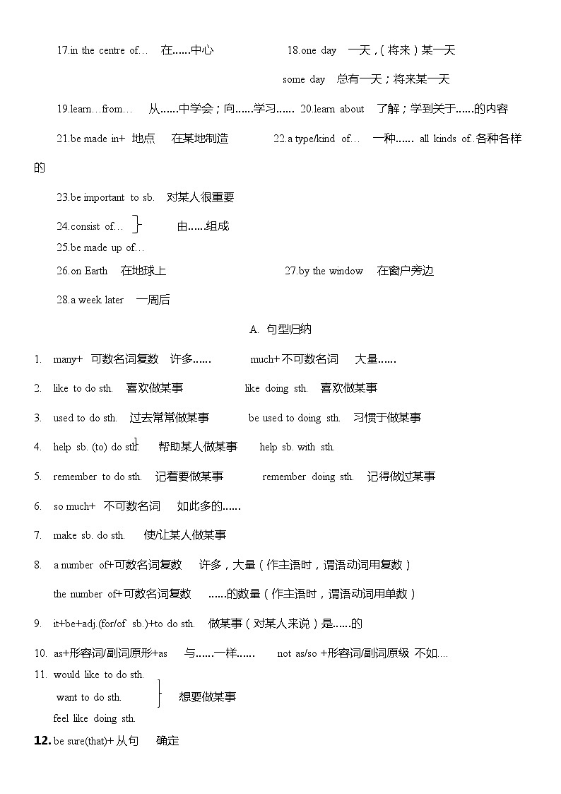 沪教牛津版 八年级上册1-8重点短语教案第2页
