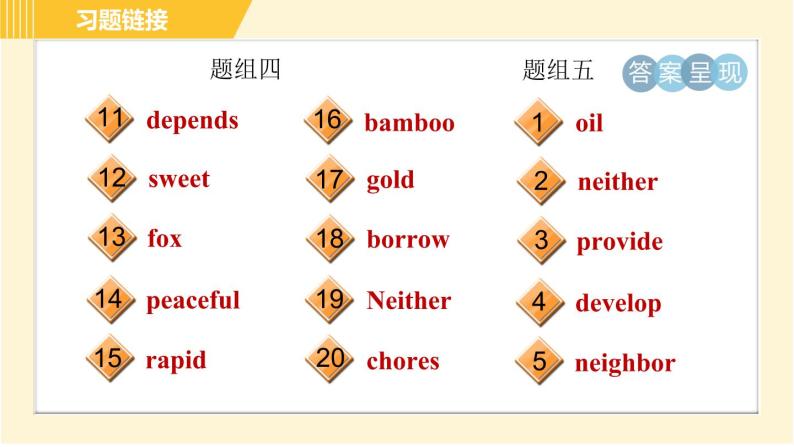 鲁教五四版八年级上册英语习题课件 期末专训 词汇题专训06