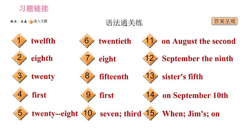 人教版七年级上册习题课件 Unit8 课时2　Section A(Grammar Focus－3c)第2页