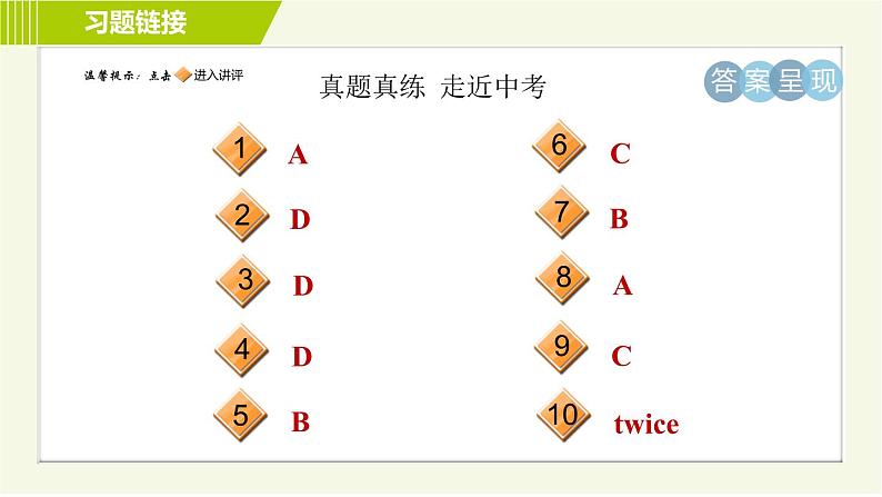 鲁教五四制七年级上册英语 Unit6 单元整合与拔高 习题课件第2页