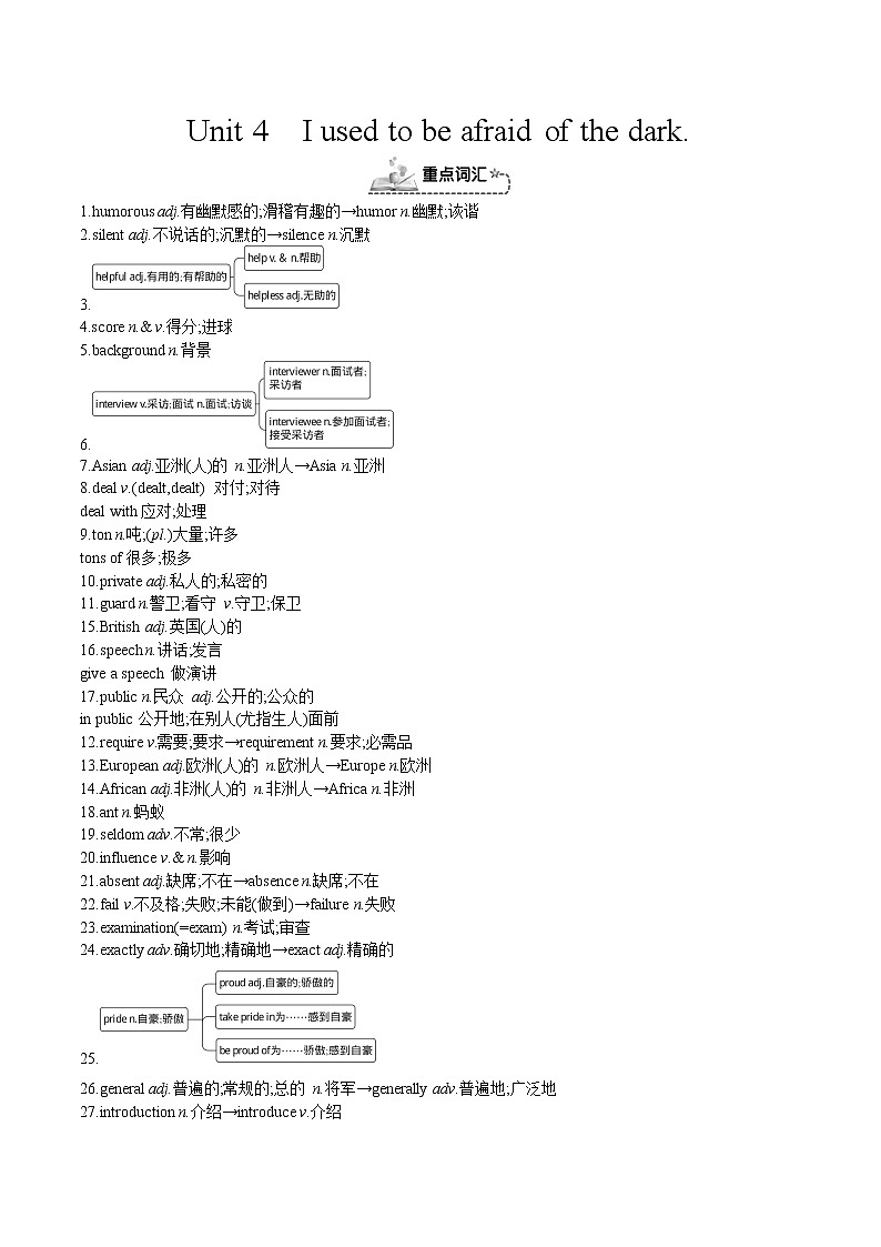 人教新目标九年级英语上册同步单元 Unit 4 I used to be afraid of the dark.单元复习课件+单元必备知识01
