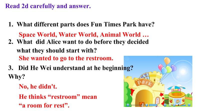 Unit3 Could you please tell me where the restrooms are？SectionA 2d&Grammar focus-4c 课件05