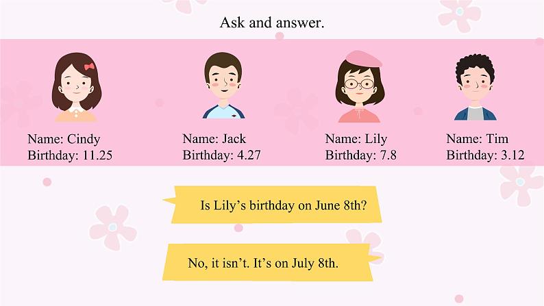 人教版（新目标）七年级英语上册 Unit 8 When is your birthday Section A（Grammar Focus-3c）课件05