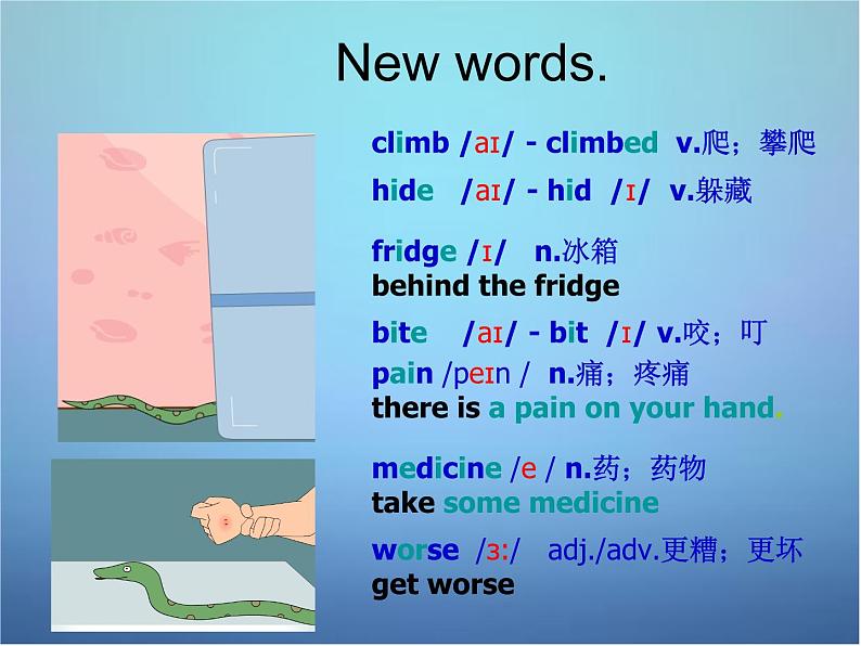 外研版八年级英语上册 Module 8 Unit 2 I was trying to pick it up when it bit me again课件第2页