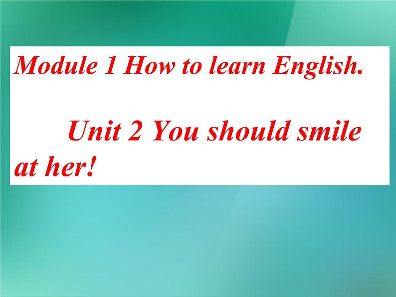 外研版八年级英语上册 Module 1 How to learn English Unit 2 You should smile at her课件2第2页