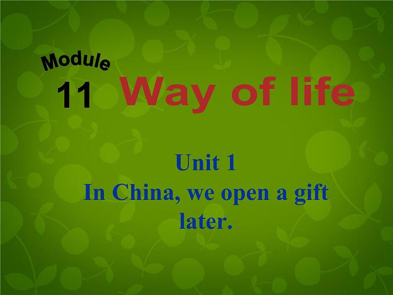 外研版八年级英语上册 Module 11 Unit 1 In China，we open a gift later课件02