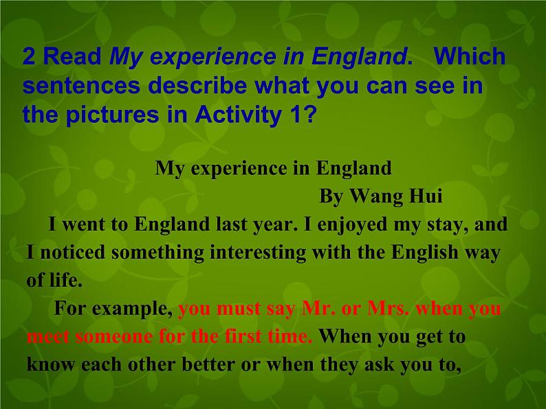 外研版八年级英语上册 Module 11 Unit 2 In England,you usually drink tea with milk课件07