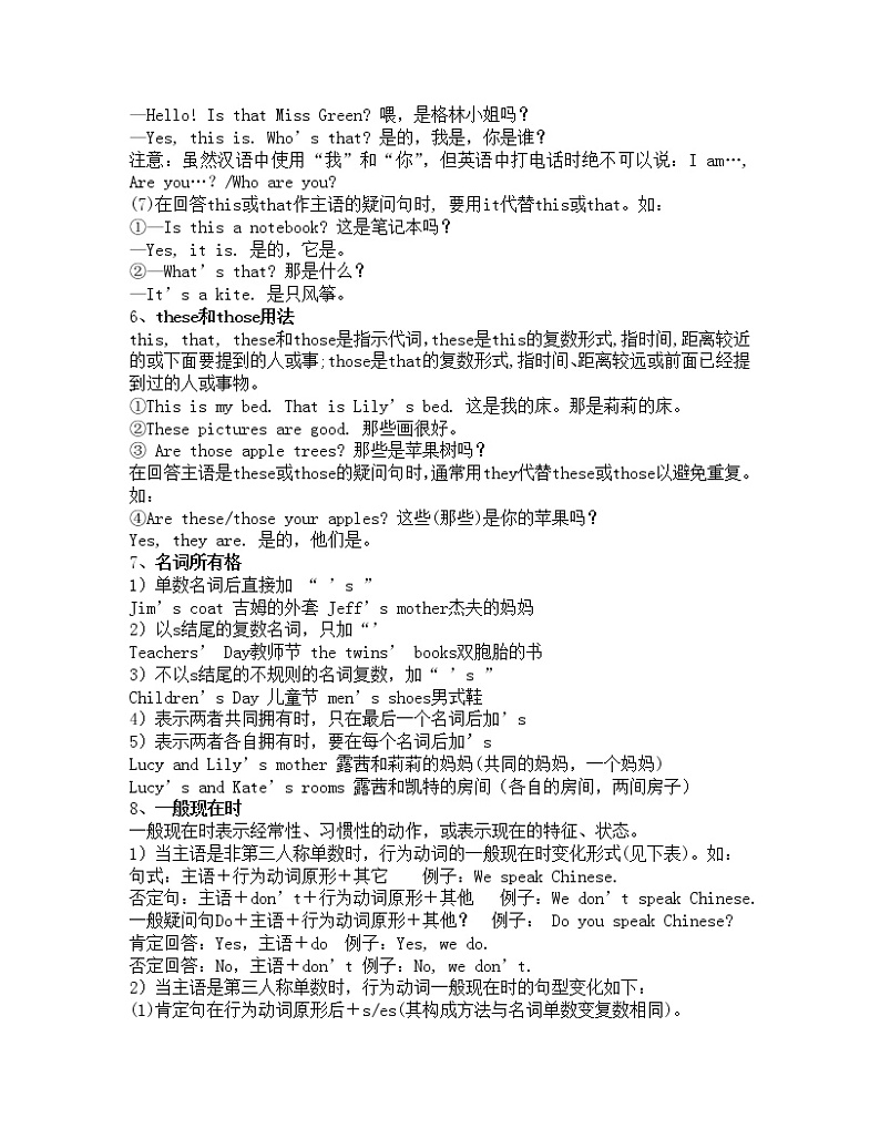 七年级上册英语语法大全03