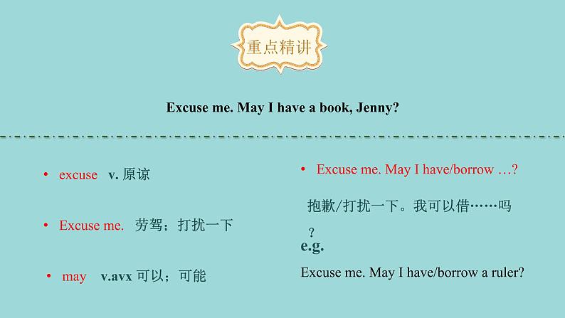 Unit 1 Lesson 5 May I have a book？课文讲解课件 冀教版英语七年级上册第5页