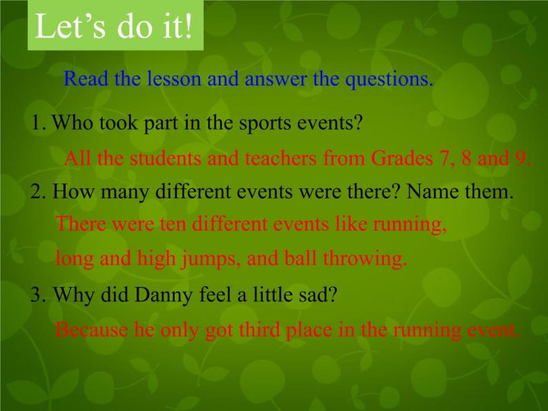 Unit 7 Sports and Good Health Lesson 39 Danny's Report课件 （新版）冀教版七年级下册08