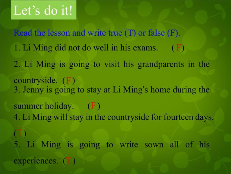 Unit 8 Summer Holiday Is Coming Lesson 48 Li Ming's Summer Holiday课件 （新版）冀教版七年级下册08