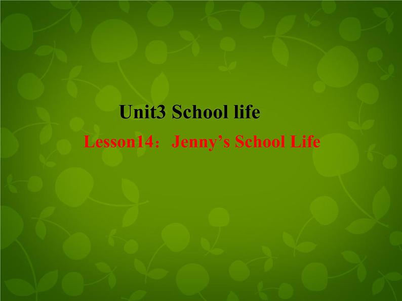 Unit 3 School Life Lesson 14 Jenny's School Life课件 （新版）冀教版七年级下册01