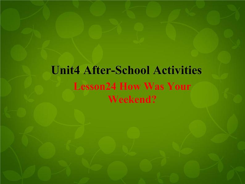 Unit 4 After-School Activities Lesson 24 How was Your Weekend课件 （新版）冀教版七年级下册01