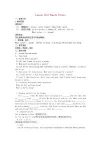 2020-2021学年Lesson 28 A Family Picnic教案设计