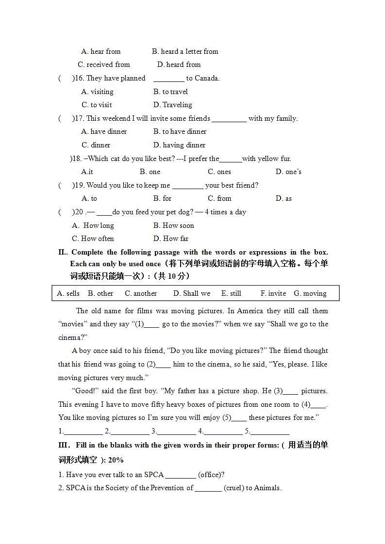 Unit1-Unit3阶段练习2021-2022学年牛津上海版英语七年级上册(word版含答案)02