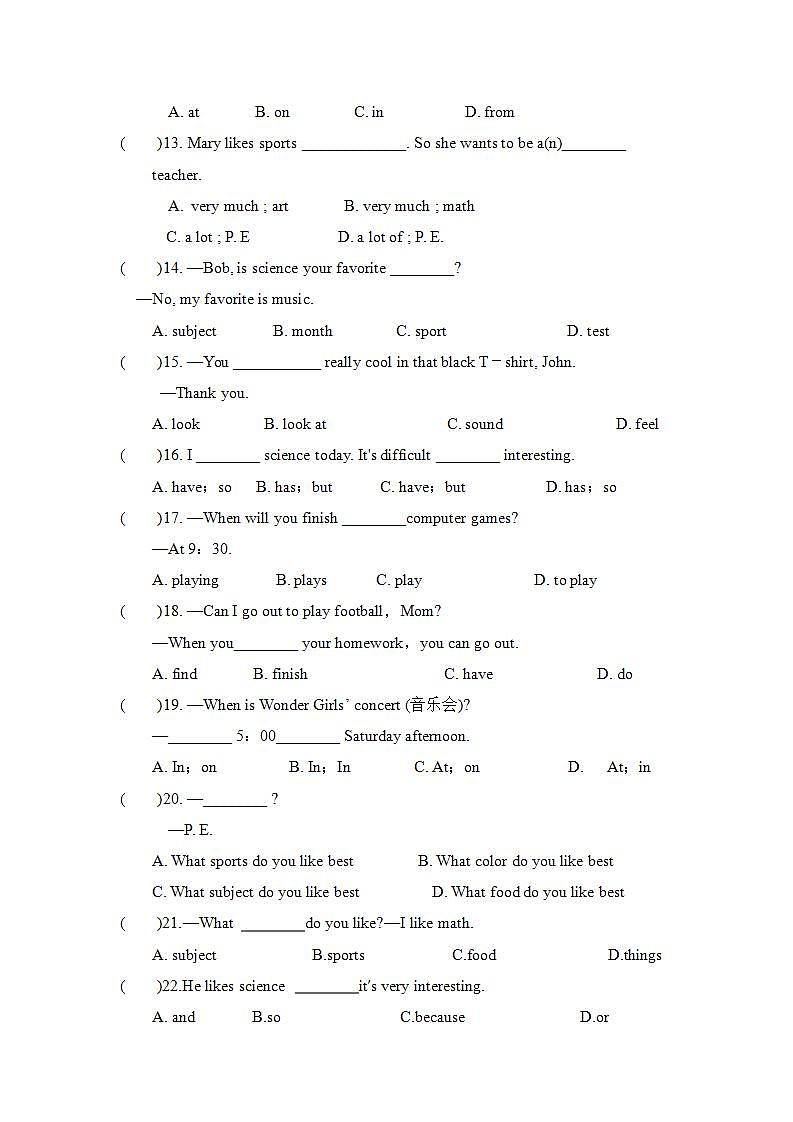 _Unit9 语法专练2021-2022学年人教新目标英语七年级上册(word版含答案)第2页
