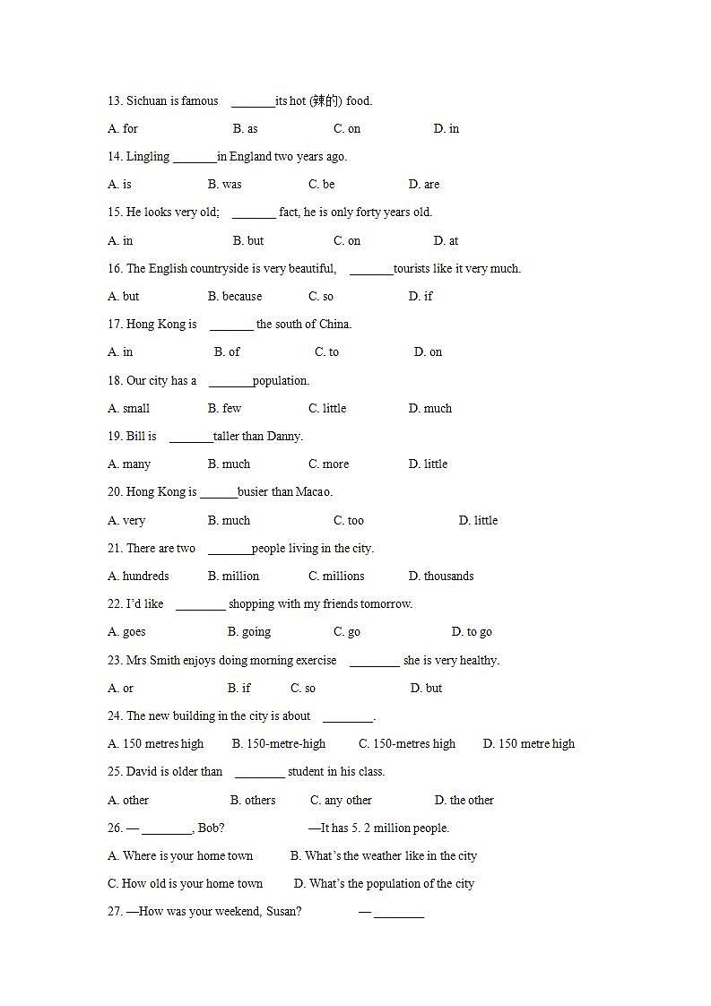 Module 2 单元试题训练2021-2022学年外研版英语八年级上册(word版含答案)第2页