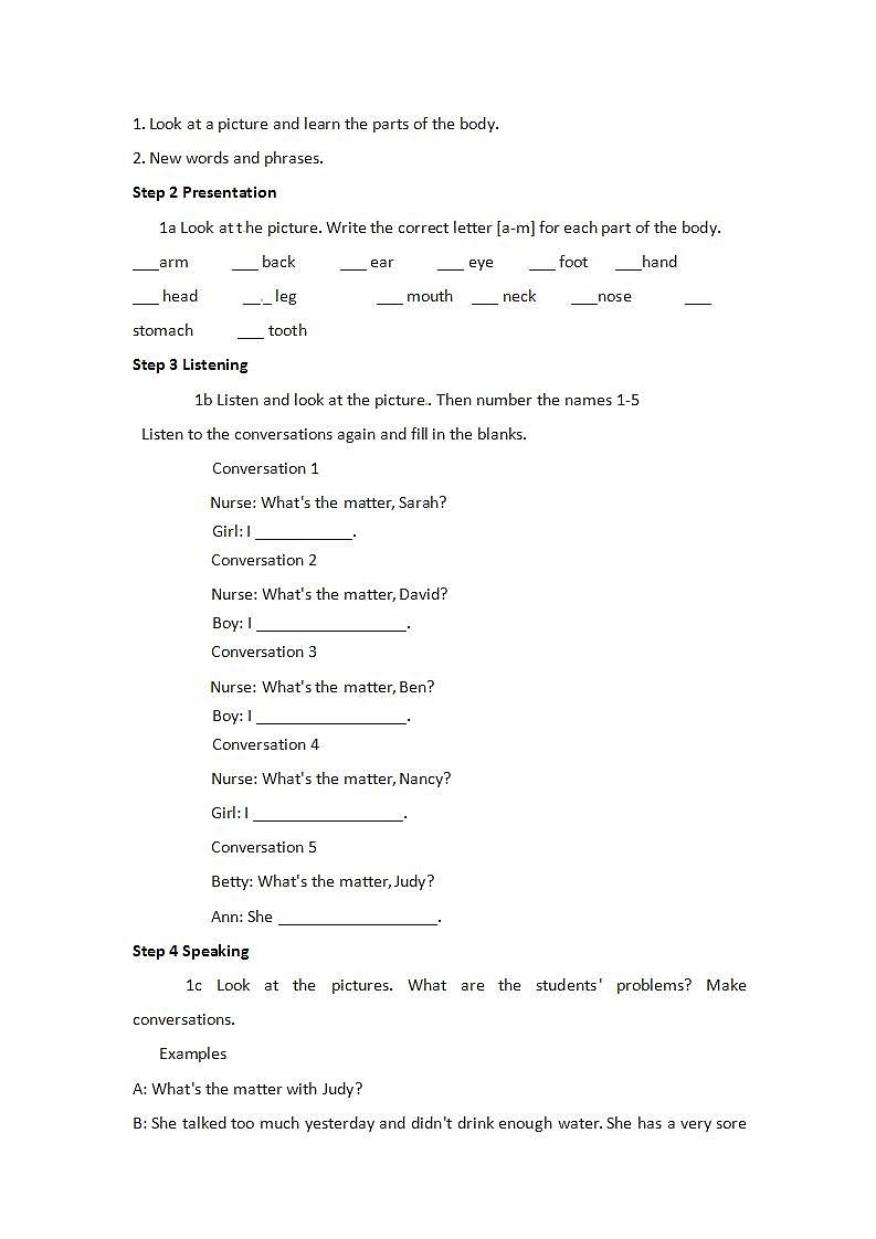 人教版英语八年级下册 Unit1 What’s the matter SectionA1 课件+教案+同步练习+导学案+素材02