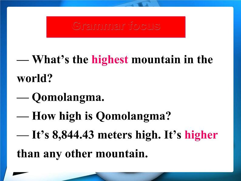 人教版英语八年级下册Unit 7 What’s the highest mountain in the world? SectionA3 课件+教案+同步练习+导学案+素材04