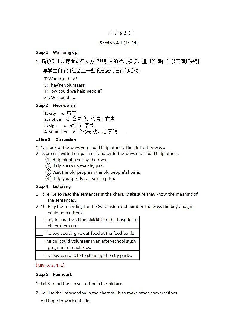 人教版英语八年级下册 Unit2 I’ll help clean up the city parks SectionA1 课件+教案+同步练习+导学案+素材02