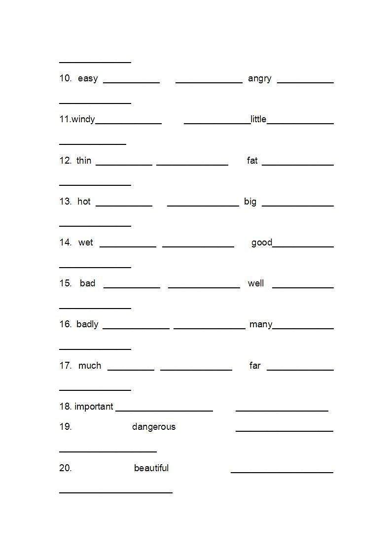 形容词比较级最高级单词练习（后附常见表格）第2页