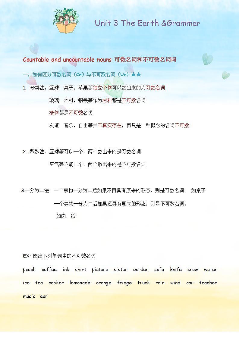 沪教牛津英语 七年级上册  Unit 3 the earh & grammar学案01