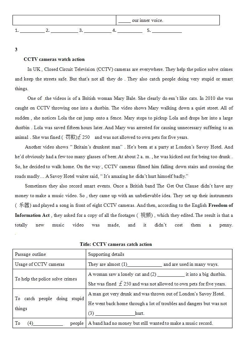 译林牛津英语九年级上册期中复习任务型阅读理解专项练习（无答案）第3页