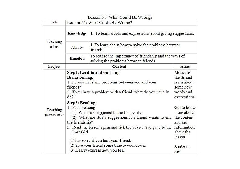 Lesson 51 教学设计第1页