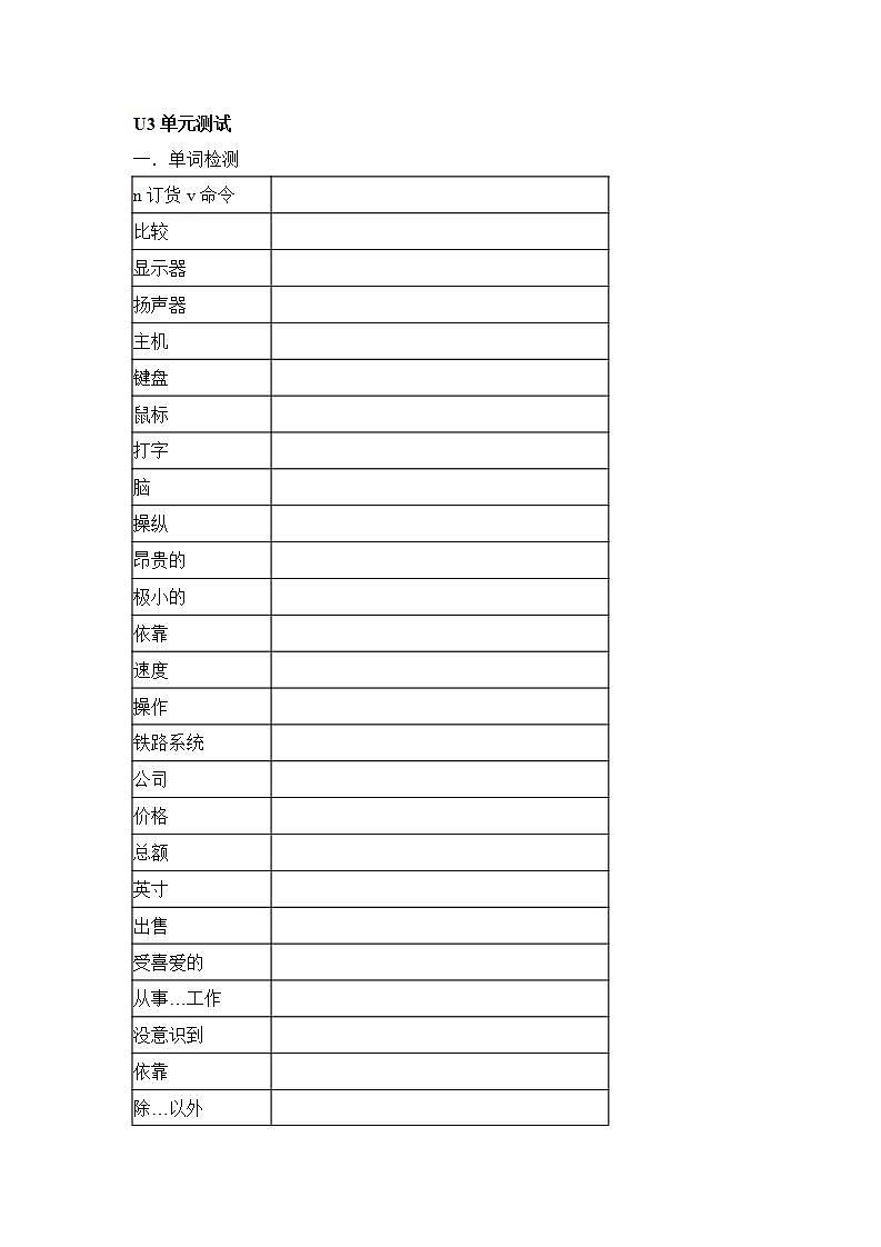深圳版牛津八年级上册U3 Computers单元测试及复习第1页