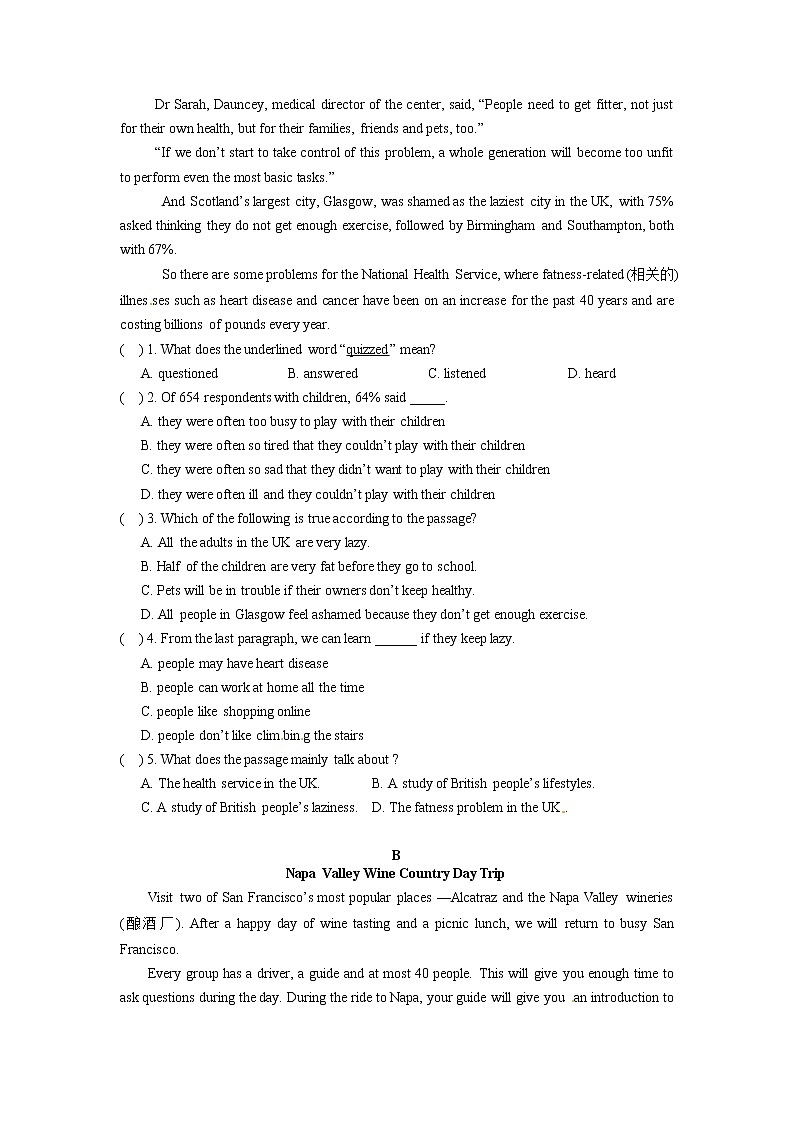 Unit 3 单元检测卷 2021-2022学年牛津译林版英语八年级上册(word版含答案)第3页