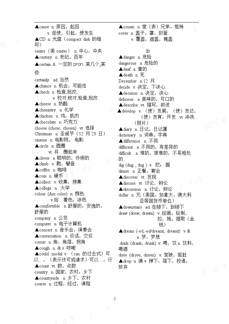 800个初中英语阅读高频核心词汇第2页
